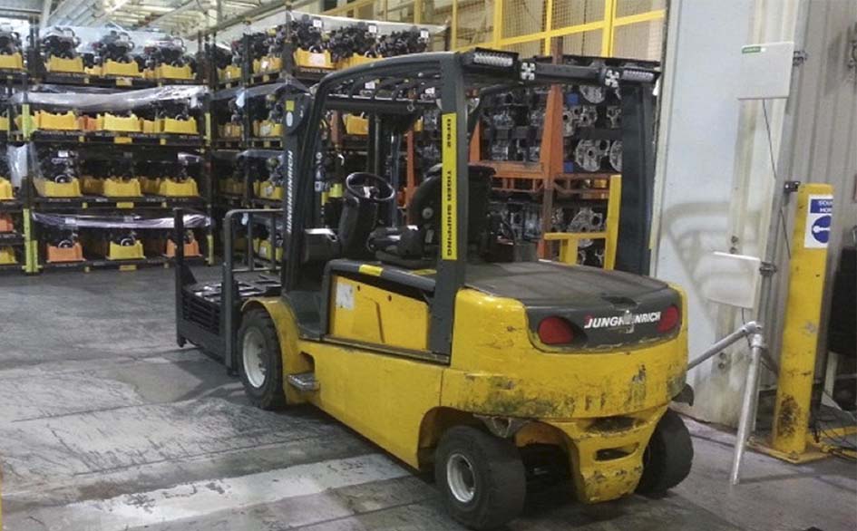 forklift in a factory using RTI